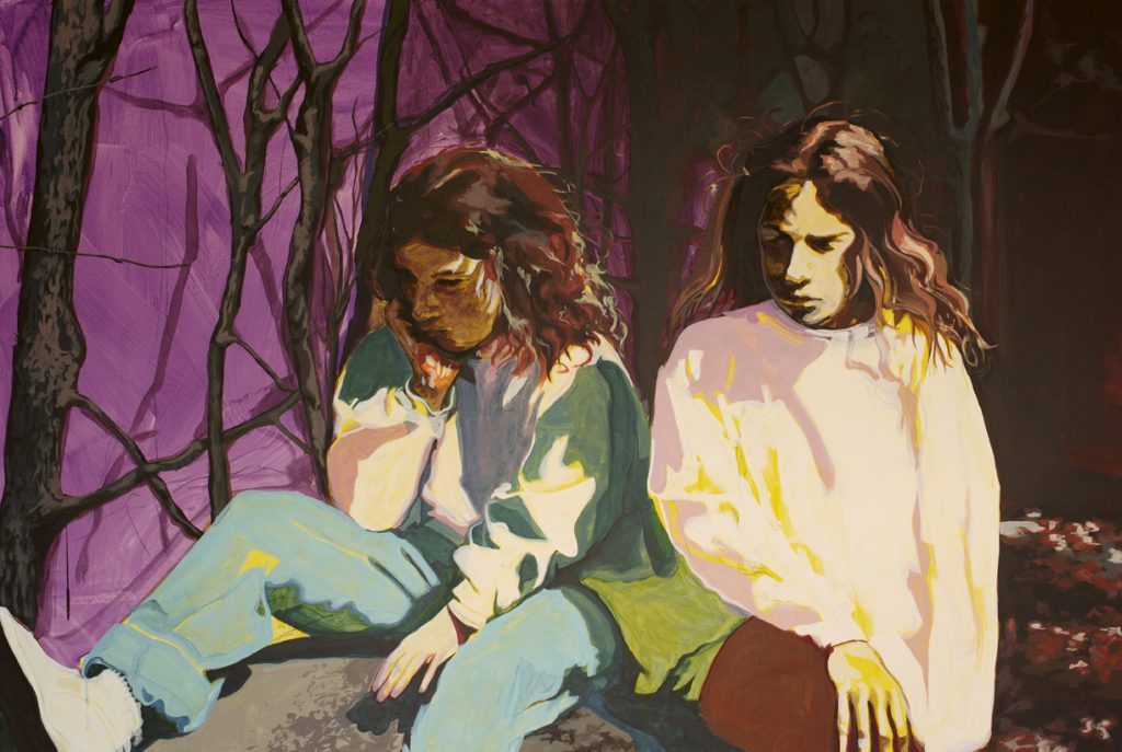Deux filles s'ennuient8Peinture acrylique sur toile_94x140 cm